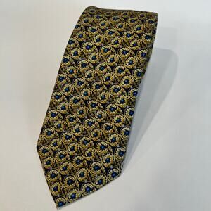Metropolitan Museum of Art 100% Silk Neck Tie Yellow Gold w Blue Abstract JP